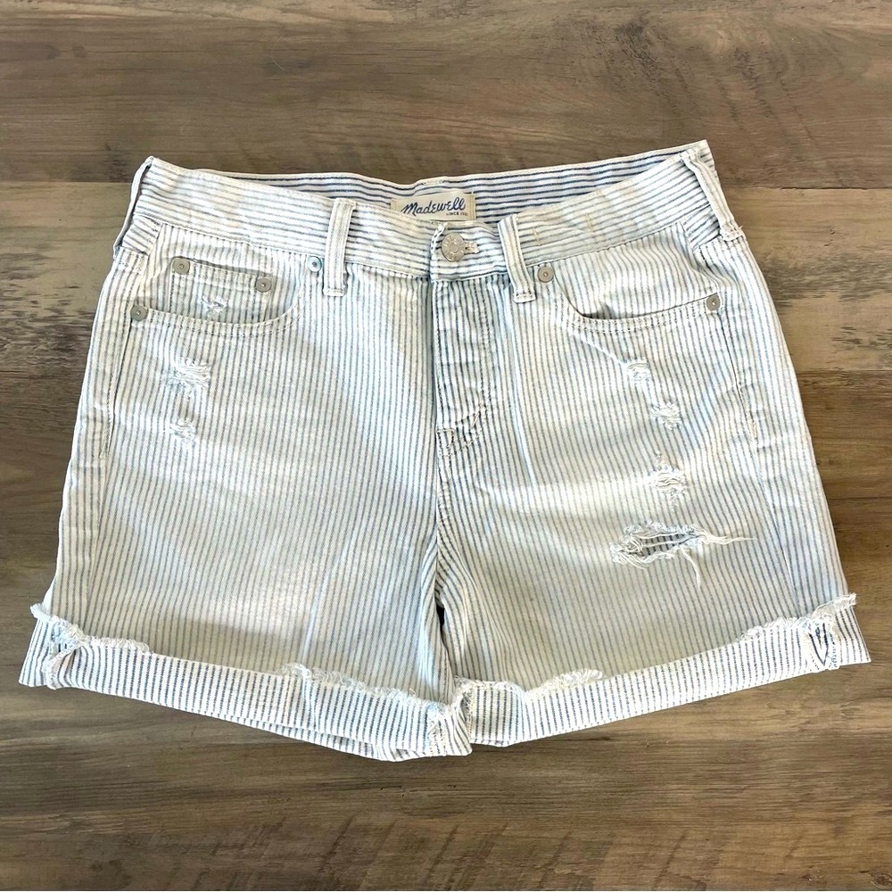 𝅺MADEWELL Distressed Boyshorts in Railroad Stripe